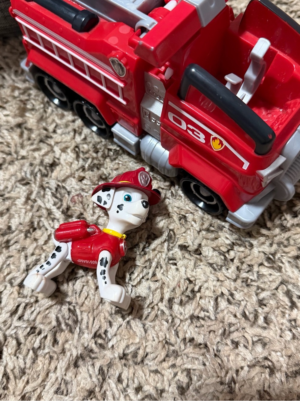 Paw Patrol Red Dalmatian Fire Pup Figure with Red Fire Truck